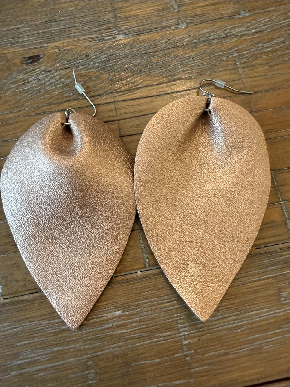 Metallic Teardrop Leatherette Dangle Earrings